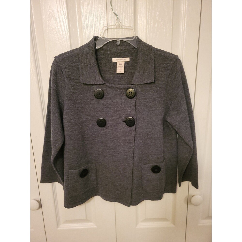 Covington Women's Gray Button Front Cropped Jacket